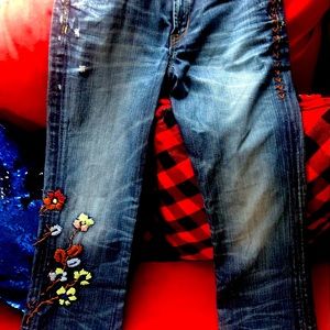 Lucky legend jeans embroidered size 4/27 good condition trendy jeans